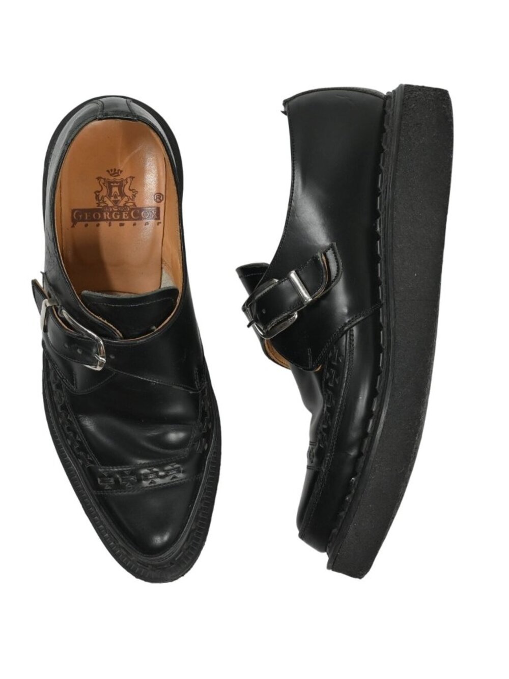 George Cox Black Diano Monkstrap Creeper Shoes 3976V in Black